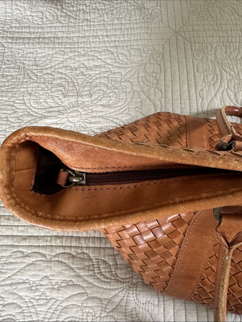 L.L. Bean Woven Leather Tote in Cognac - Picture 8 of 13